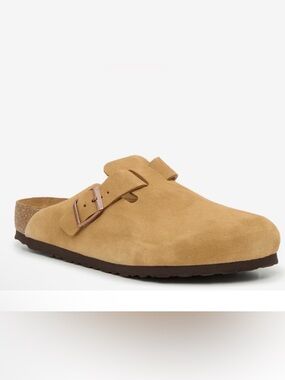 NIB Birkenstock Boston Clog Suede Sandal Latte Cream Women’s Size 7-7.5